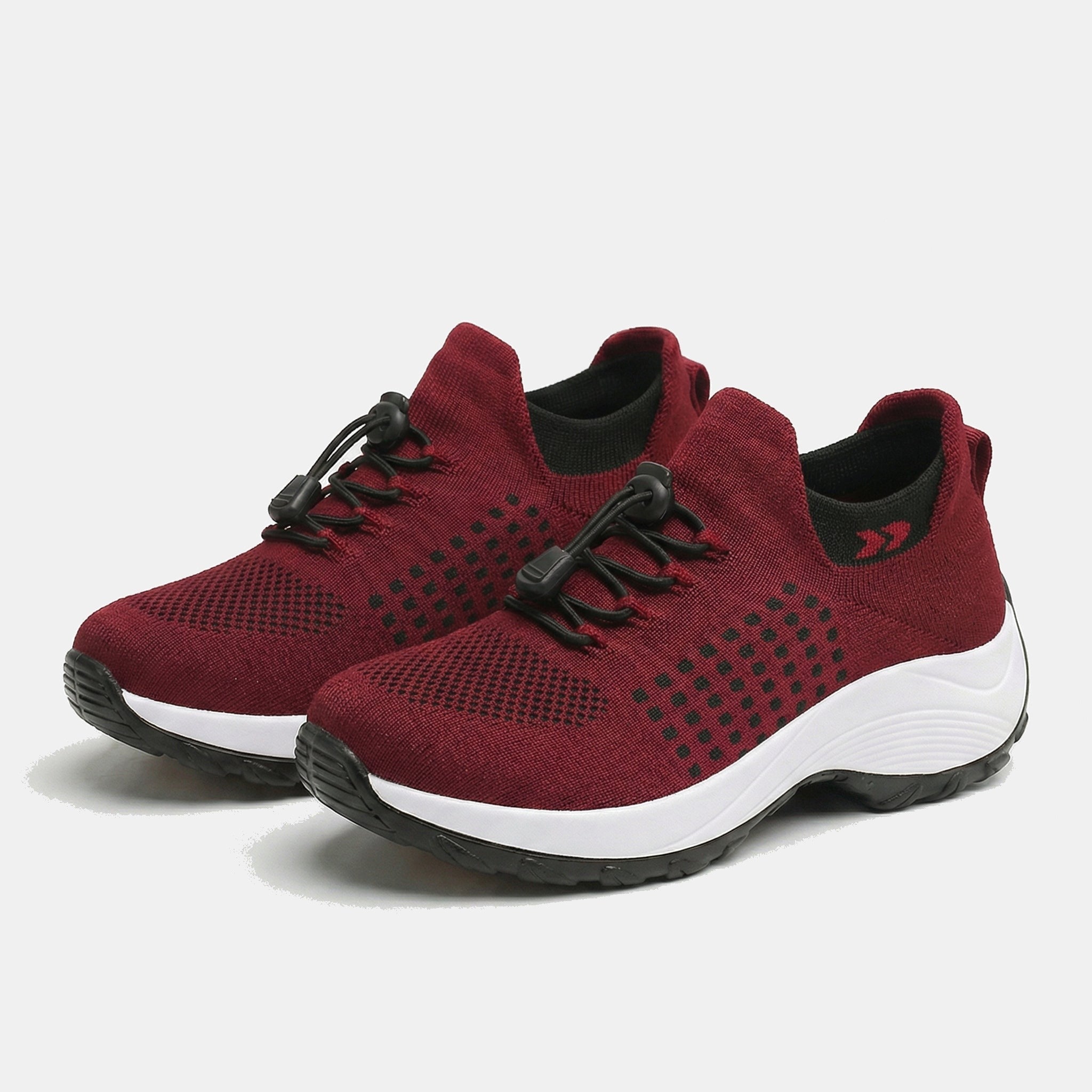 Wilhelmina – Orthopedic Knit Fabric Shoes in Black & Red