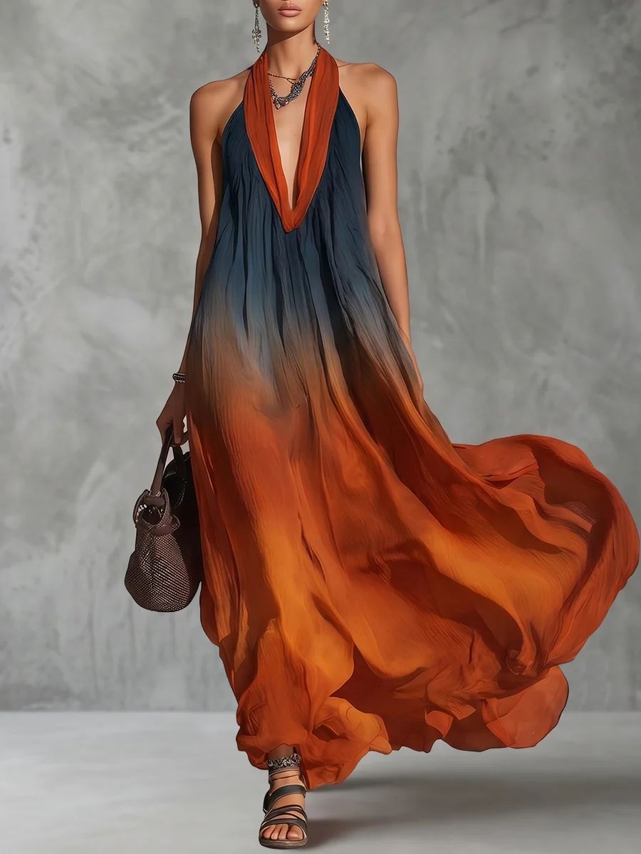 Elaine – Flowing Halter Maxi Dress
