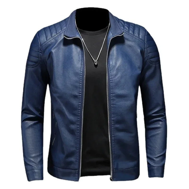 Soren - Stand Collar Leather Jacket