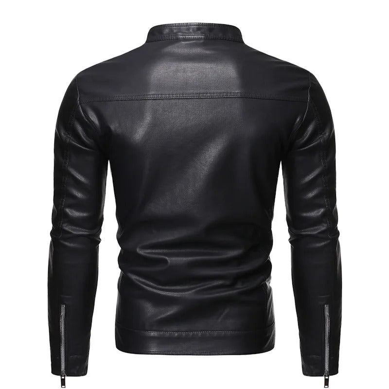 Louie - Standing Collar Leather Jacket