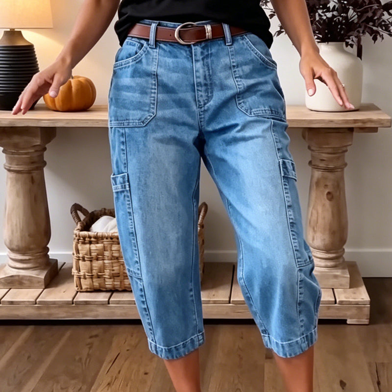 Haisley – Stretch Barrel Leg Capri Jeans