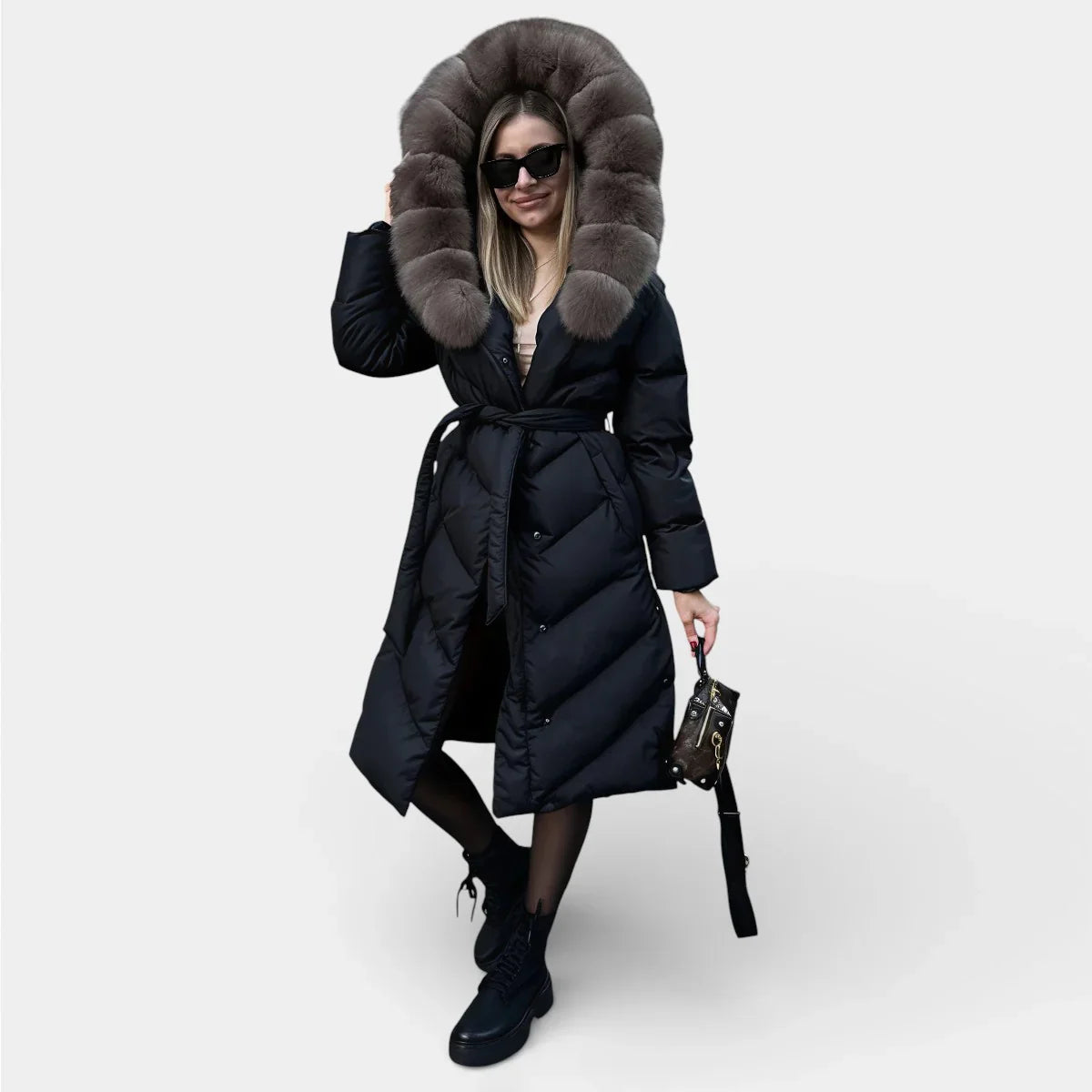 Caris – Elegant Winter Jacket with Faux Fur Collar