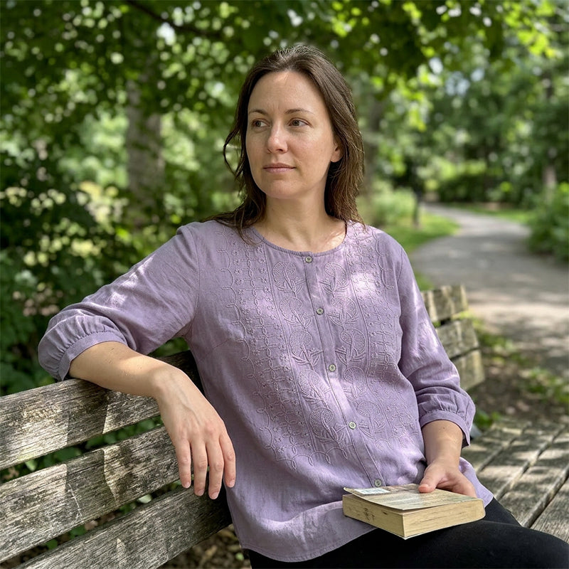 Sarah - Embroidered Cotton and Linen Blouse
