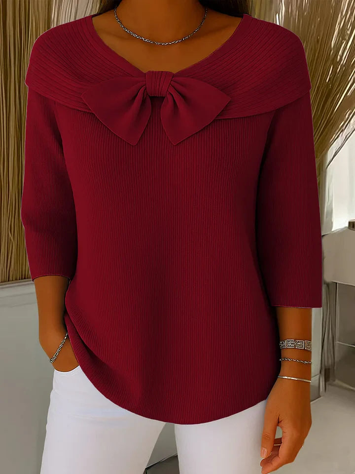 Amber – Cotton-Blend Sweater with Bow Detail