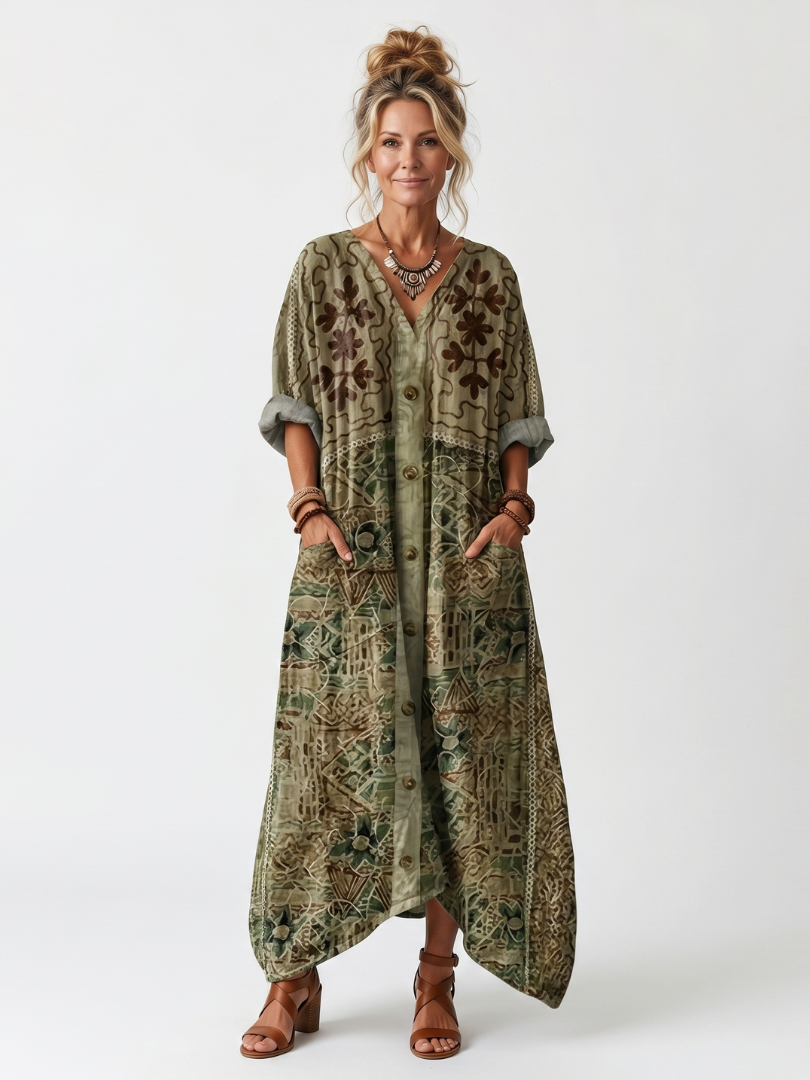 Christine - Oversized Midi Dress with Buttons and Pockets