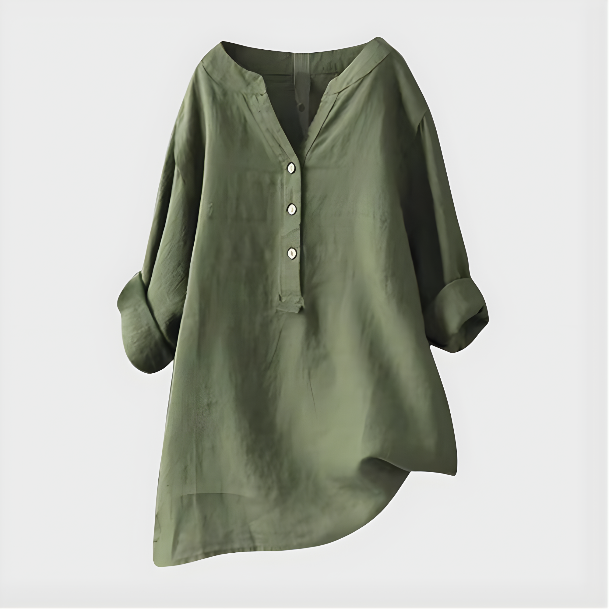 Verena - Elegant Cotton-Linen V-Neck Blouse