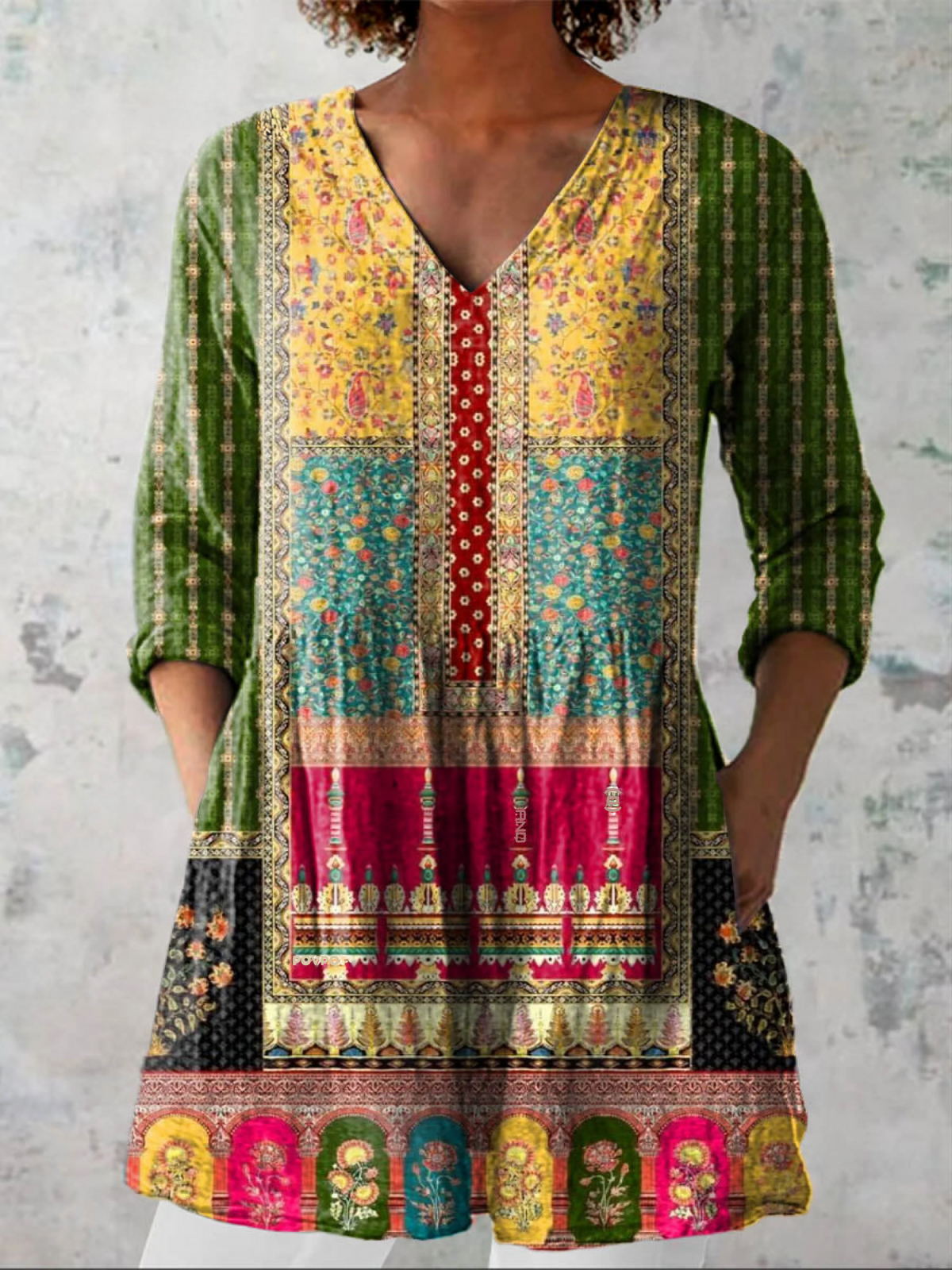 Evarose - Long Blouse with V-Neck