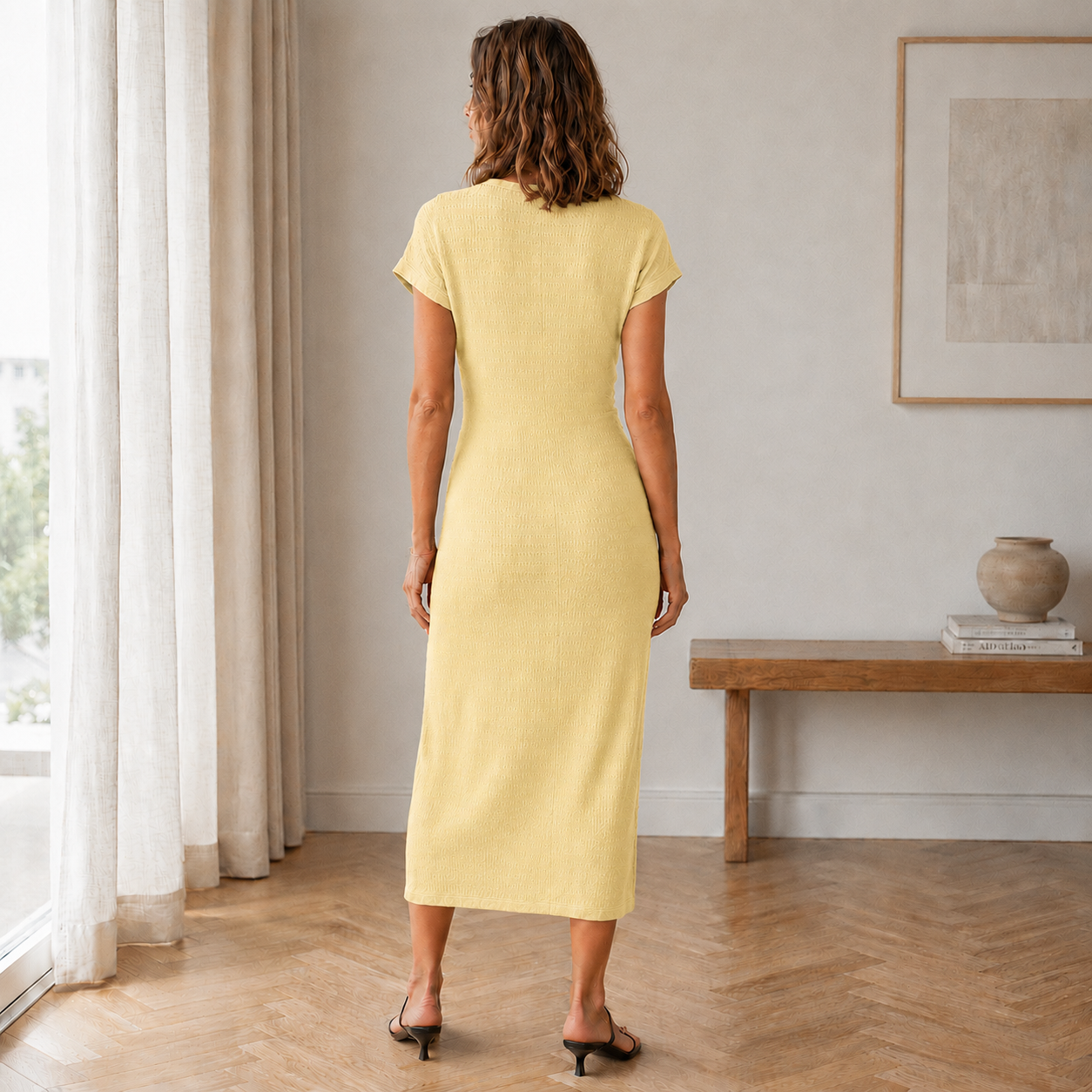 Ada - Ribbed Knotted Midi Dress