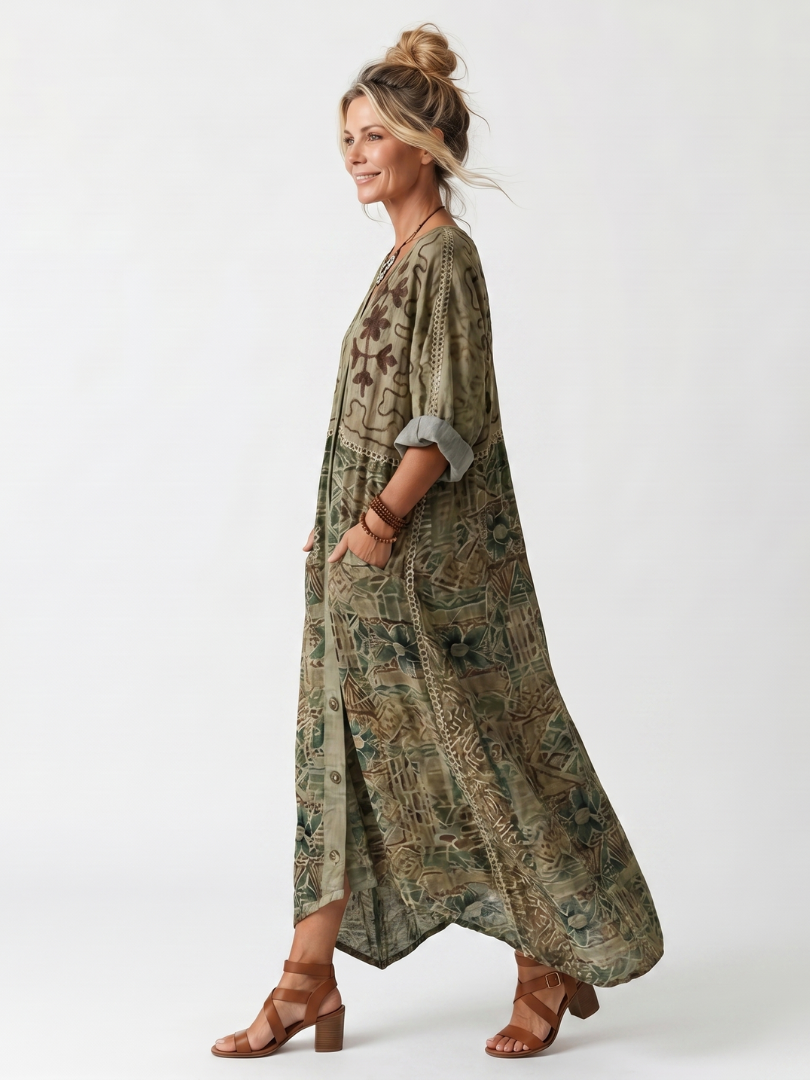 Christine - Oversized Midi Dress with Buttons and Pockets