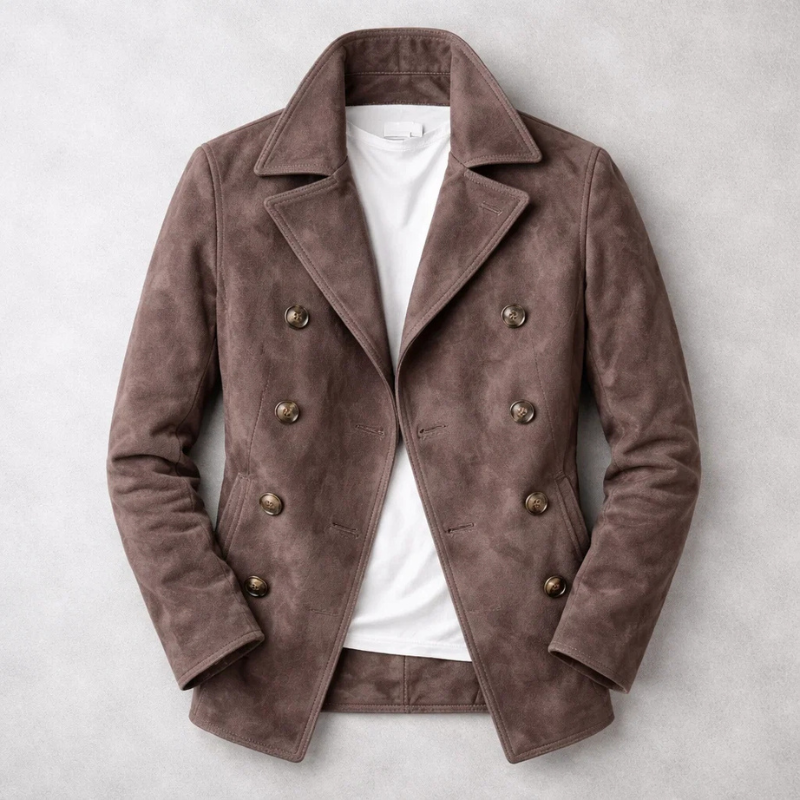 Piers – Premium Suede Pea Coat