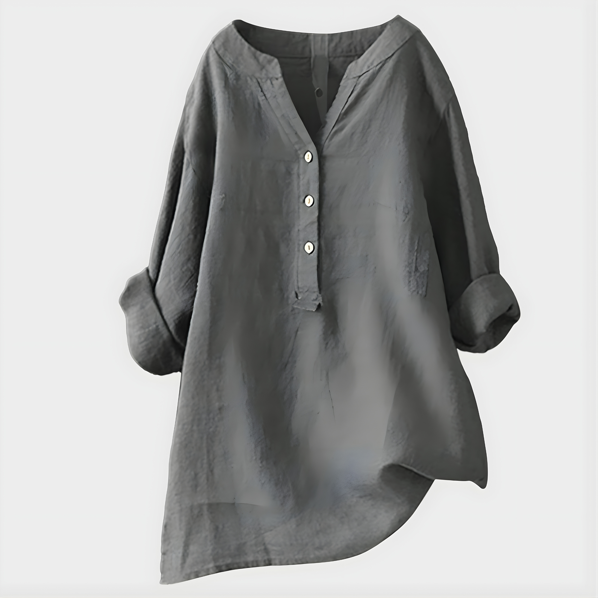 Verena - Elegant Cotton-Linen V-Neck Blouse