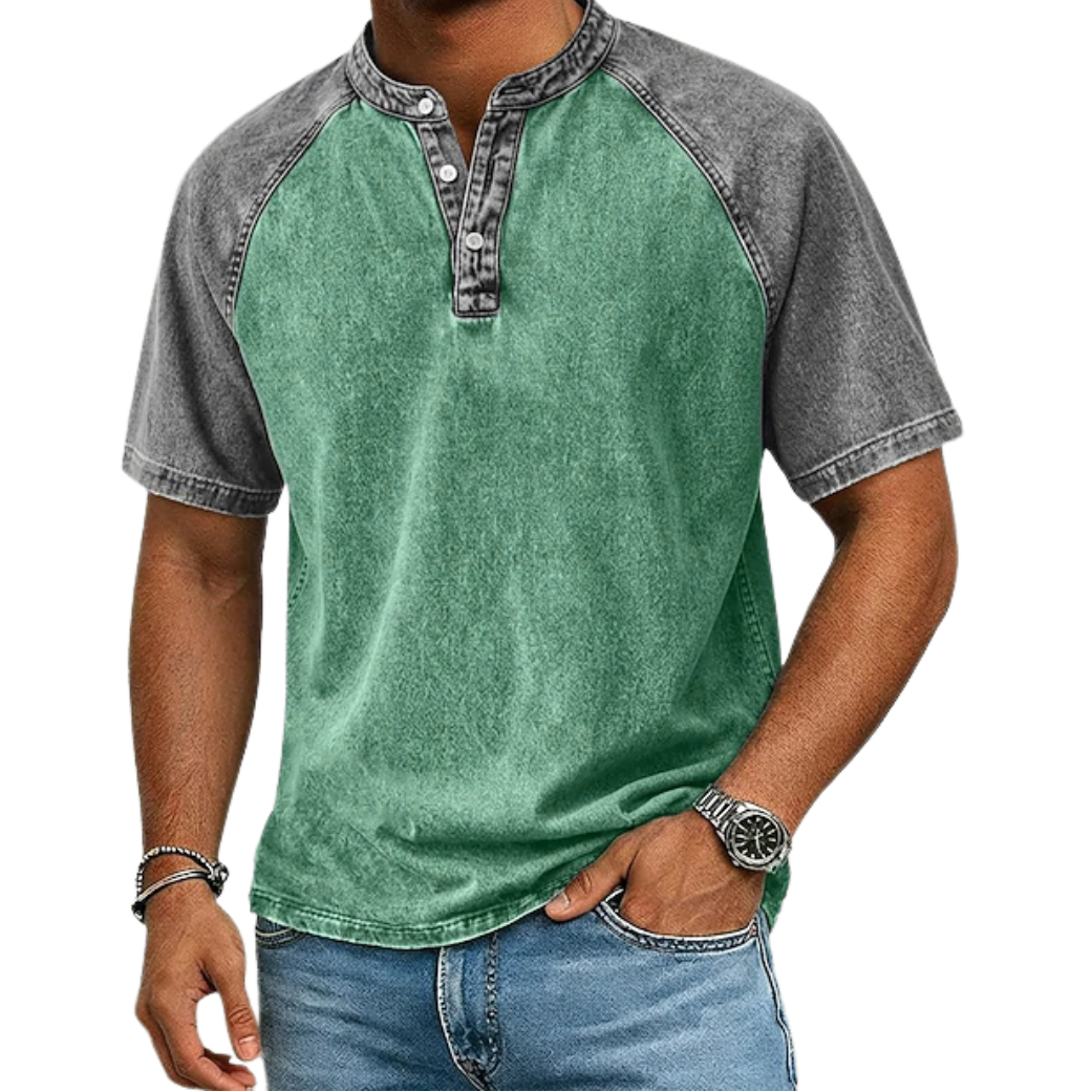 Caleb – Vintage Two-Tone Henley Shirt