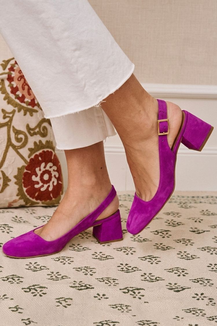 Amalia – Square-Toe Buckle Slingback Chunky Heels