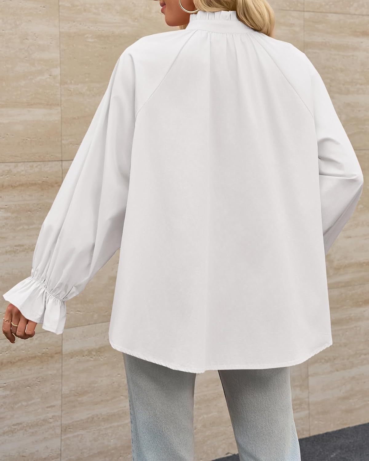 Dulcie - Oversized Cotton Puff Sleeve Button Down Blouse