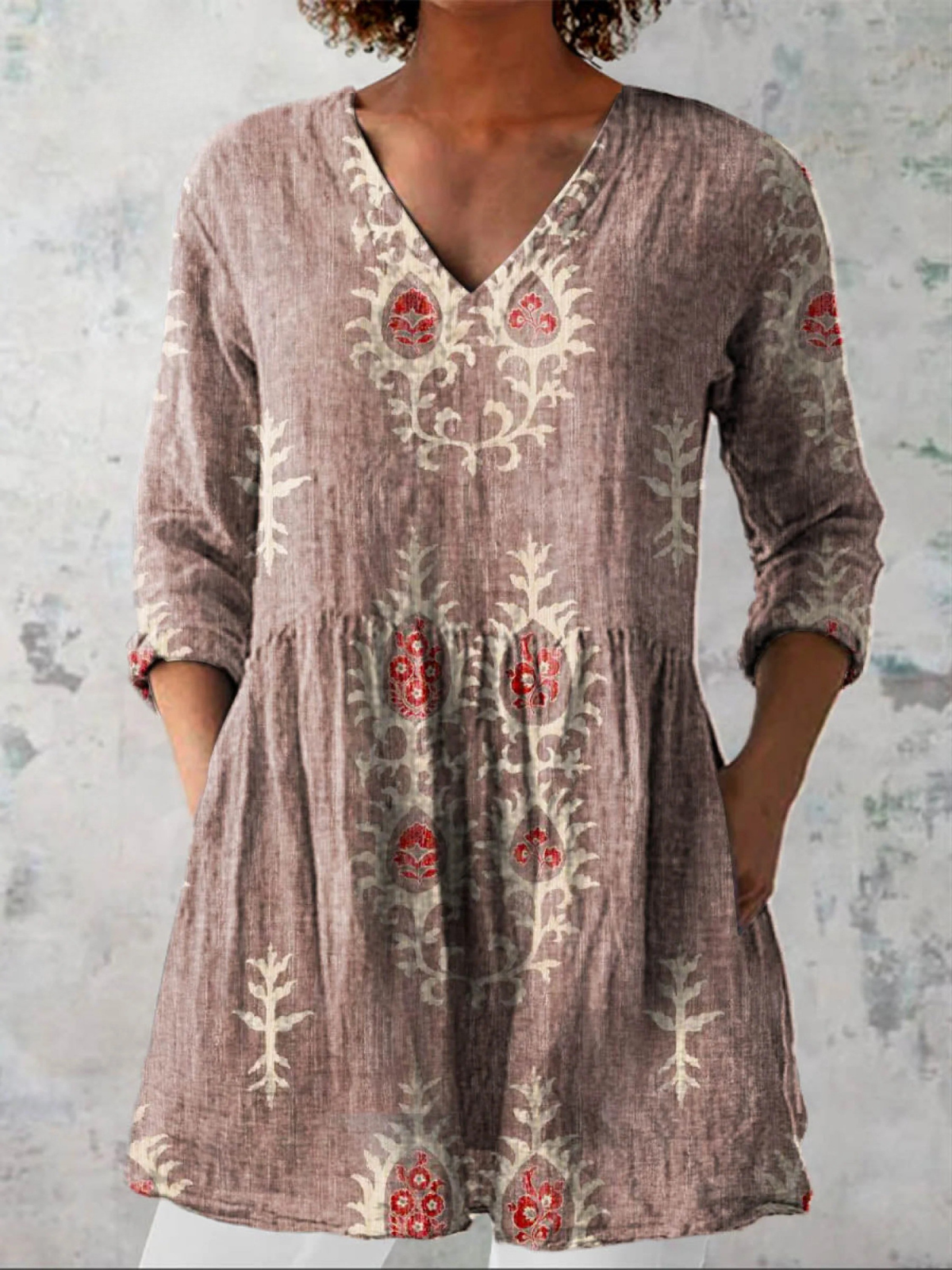 Maravelle - Long Blouse with V-Neck