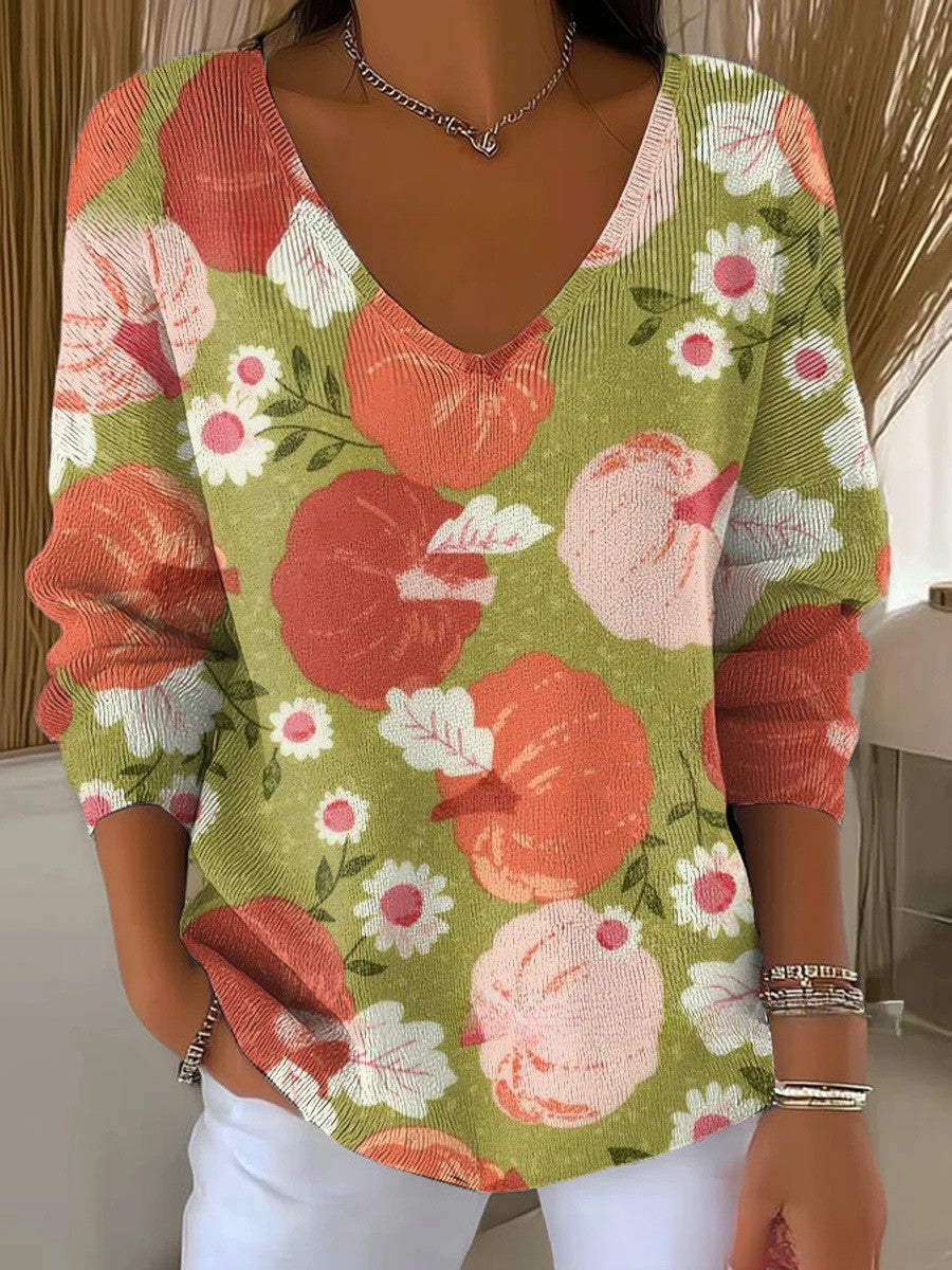 Talia - Knitted Sweater with V-Neck