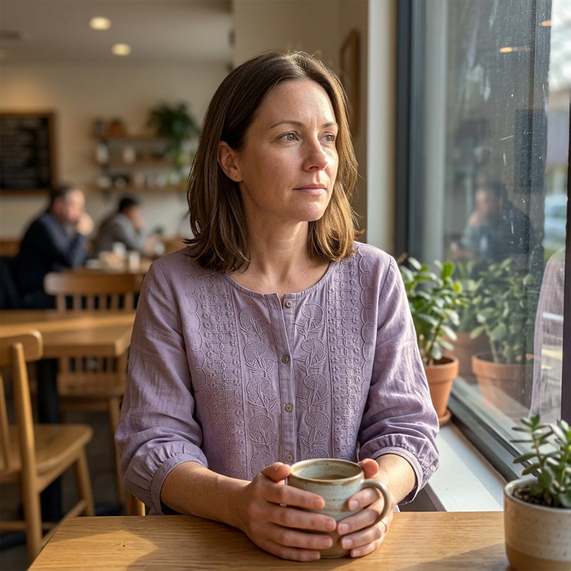 Sarah - Embroidered Cotton and Linen Blouse