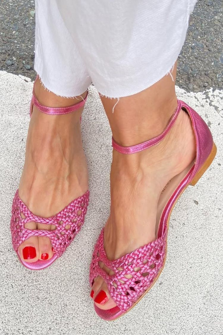 Clementine – Elegant Woven Cut-Out Ankle Strap Sandals