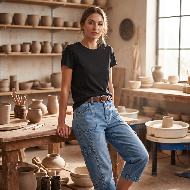 Haisley – Stretch Barrel Leg Capri Jeans