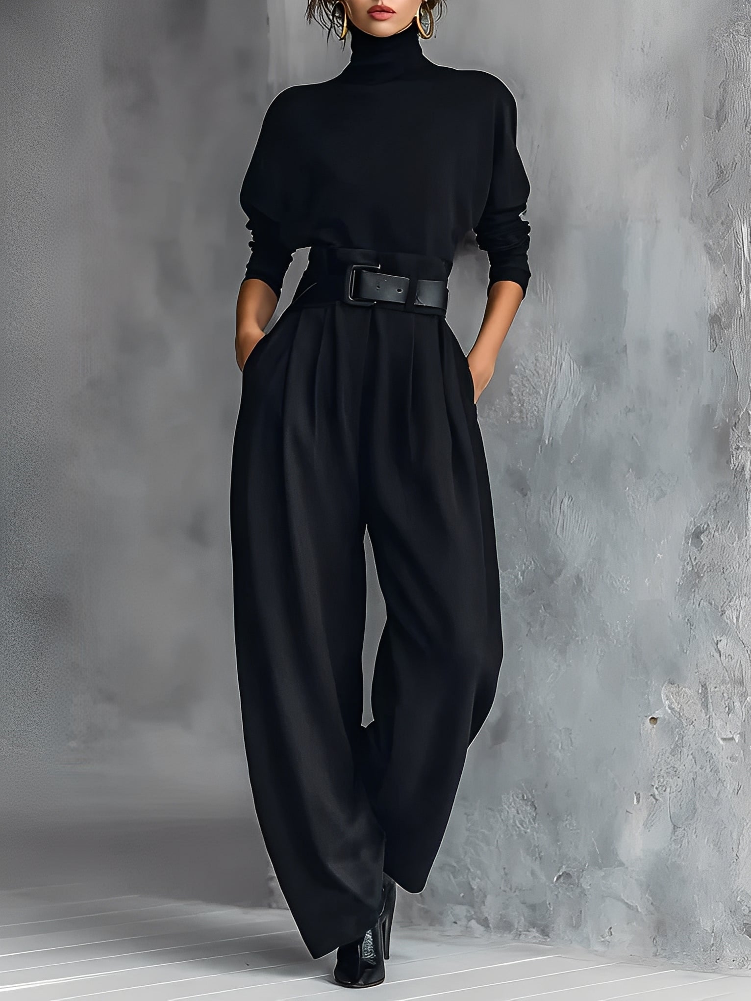 Mia – Polo Neck Straight-Leg Jumpsuit