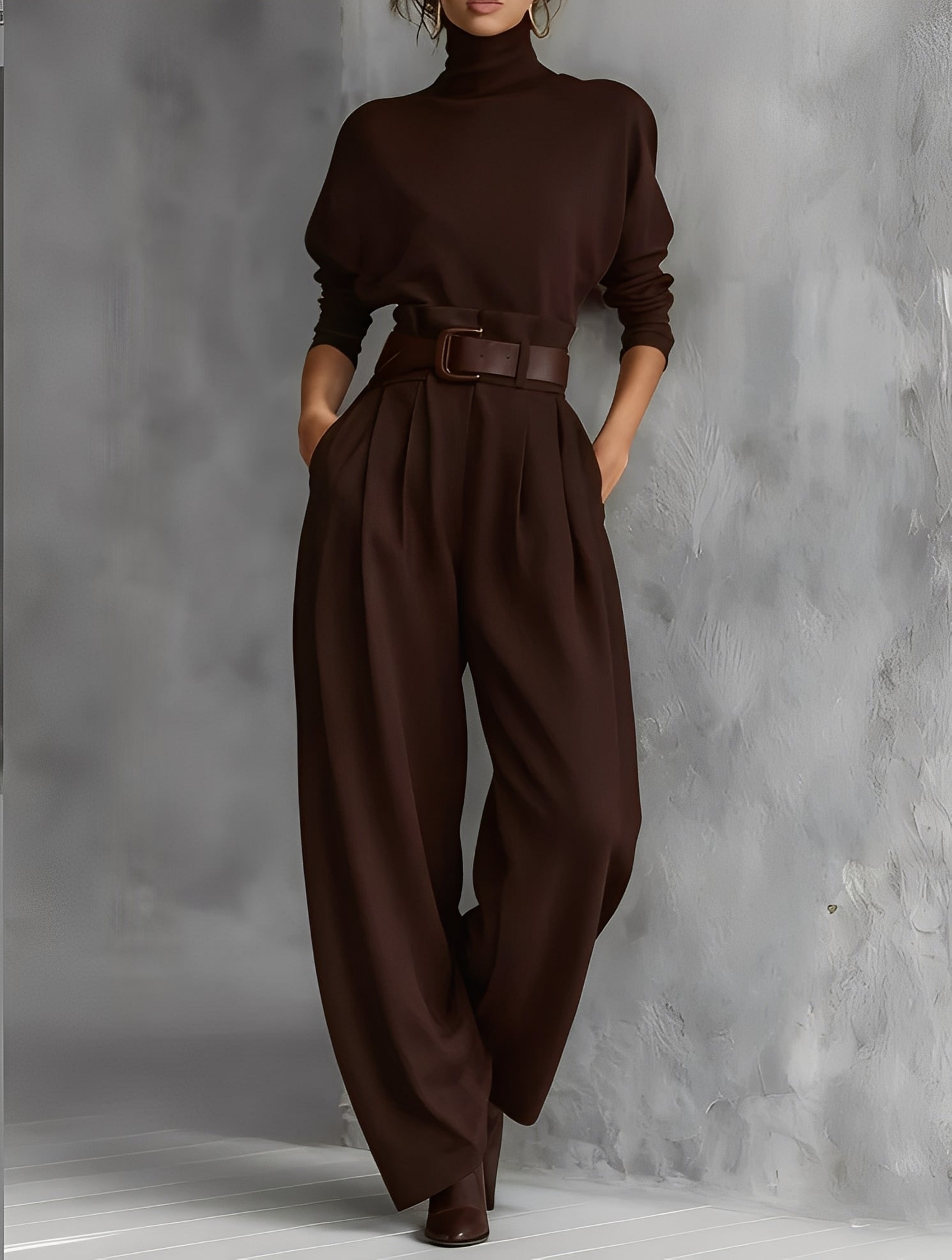 Mia – Polo Neck Straight-Leg Jumpsuit