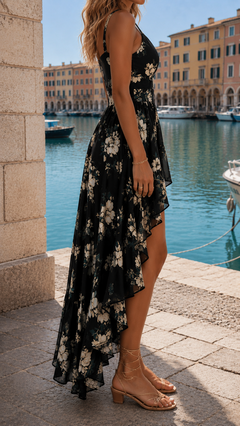 Calantha – Floral Livorno Asymmetric Maxi Dress