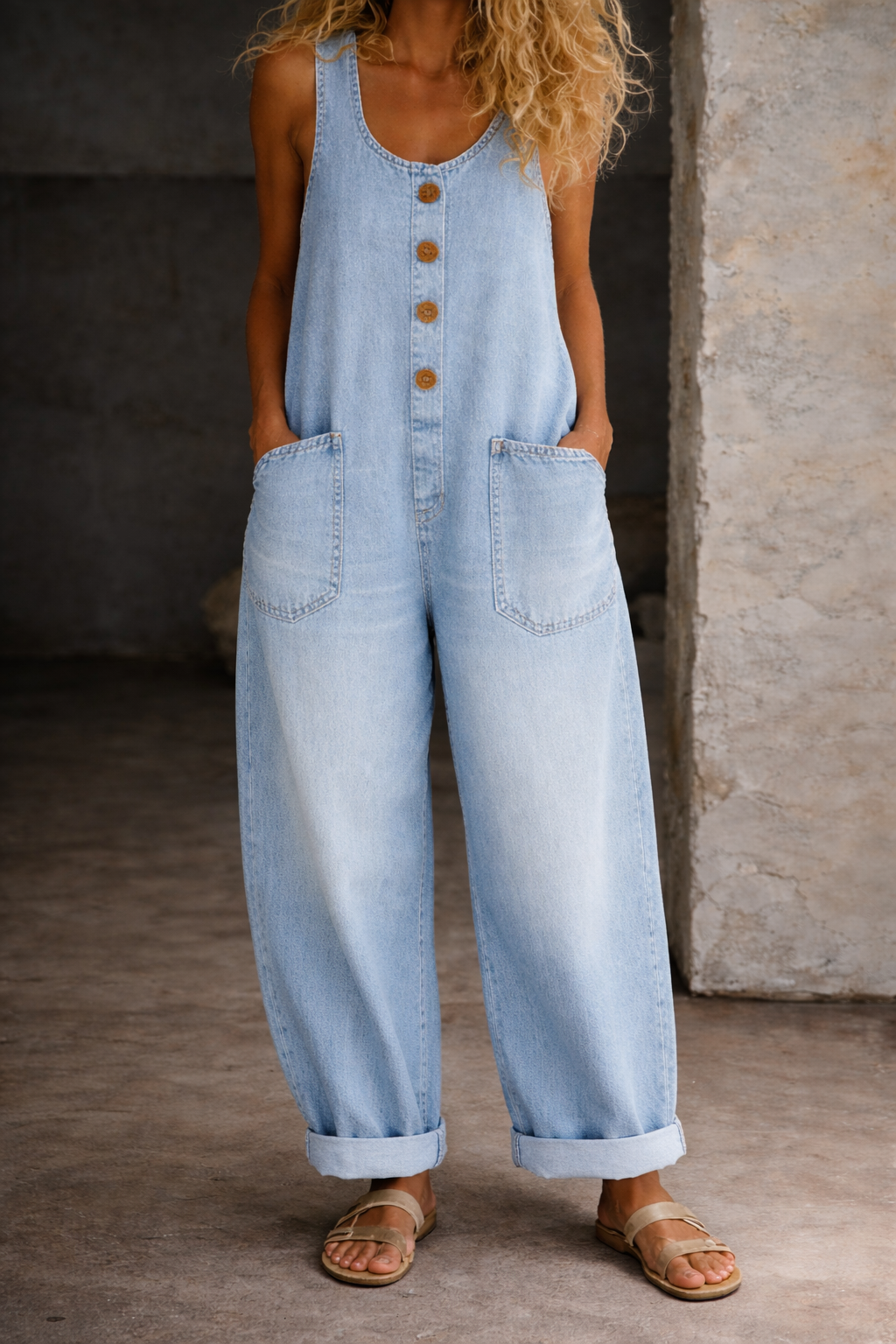 Mirelle - Vintage Washed Cotton Denim Overalls