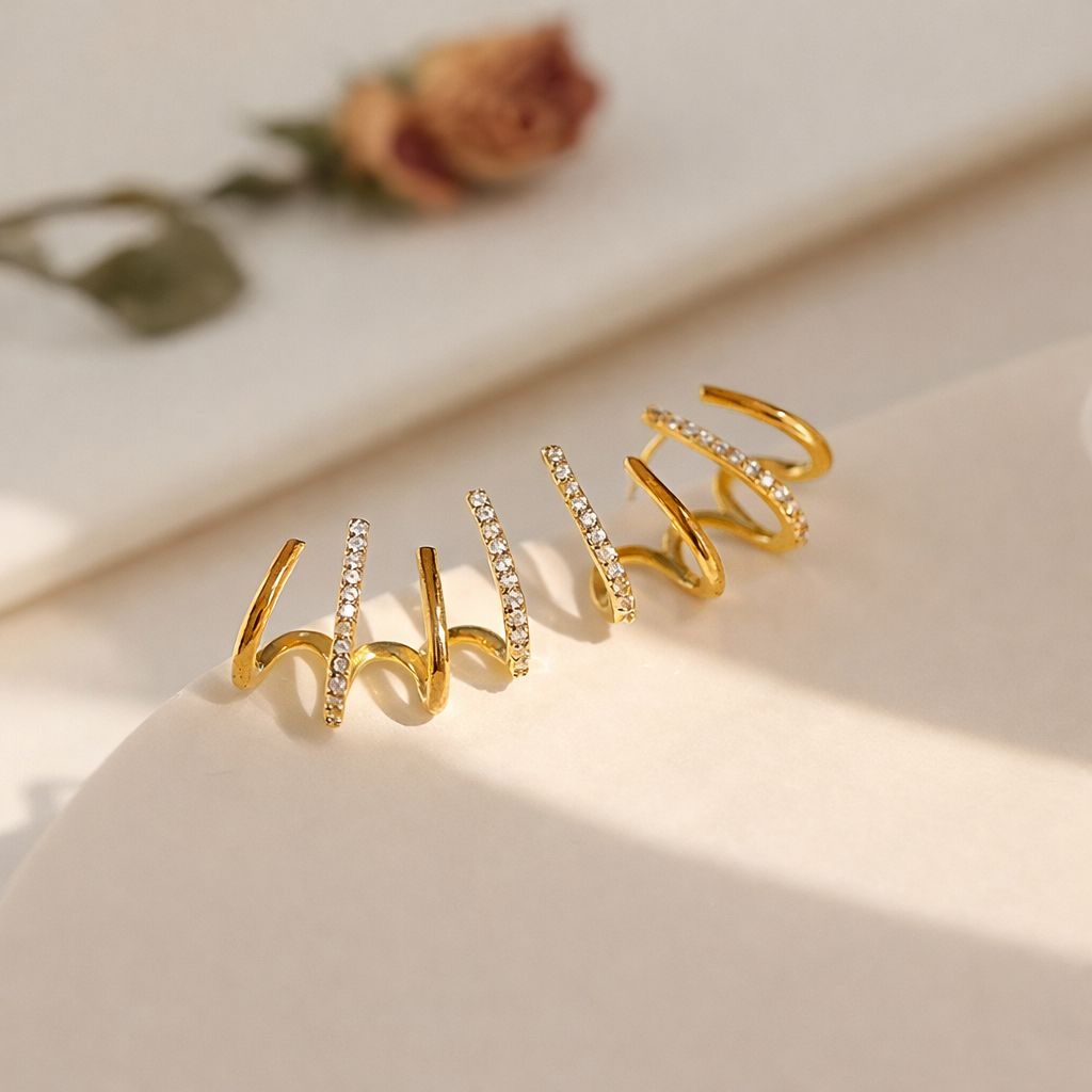 Alma – Gold-Plated Spiral Earrings