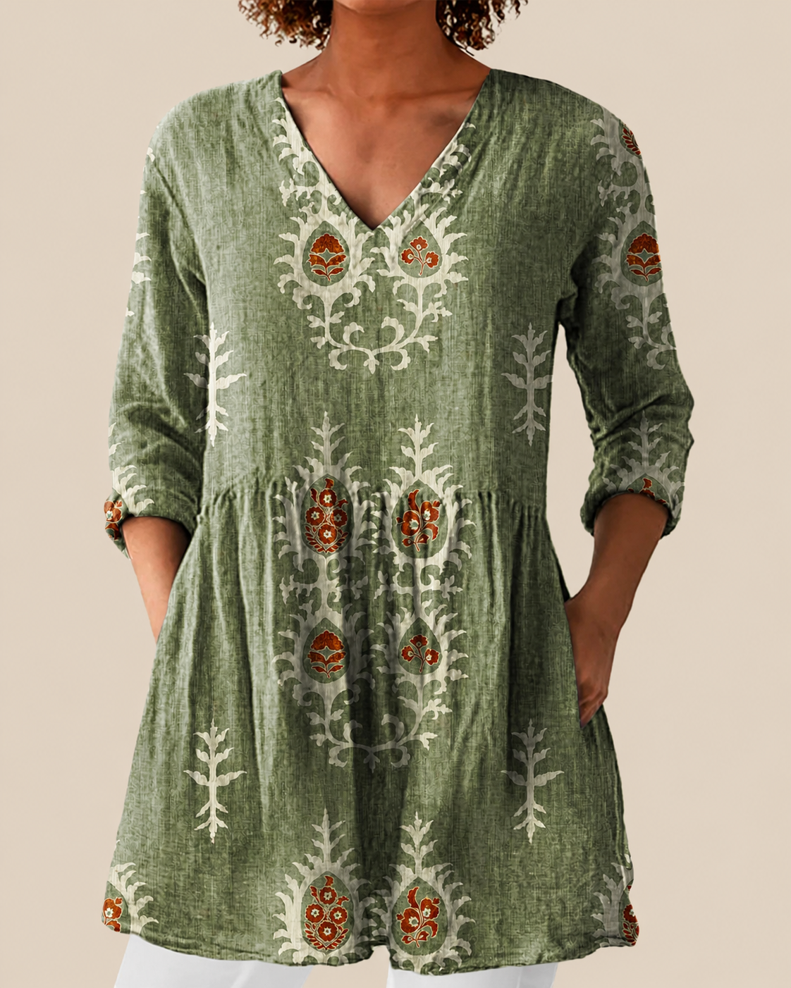 Daniela – Long Blouse with Statement Pattern