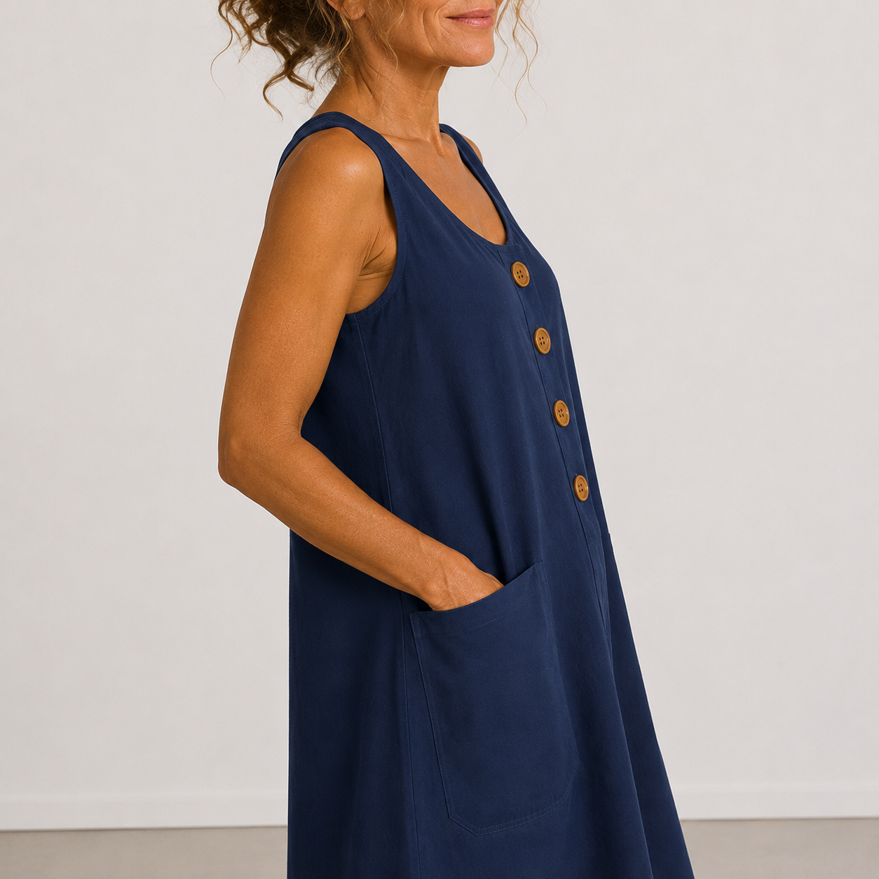 Phoebe - Sleeveless Cotton and Linen Dress