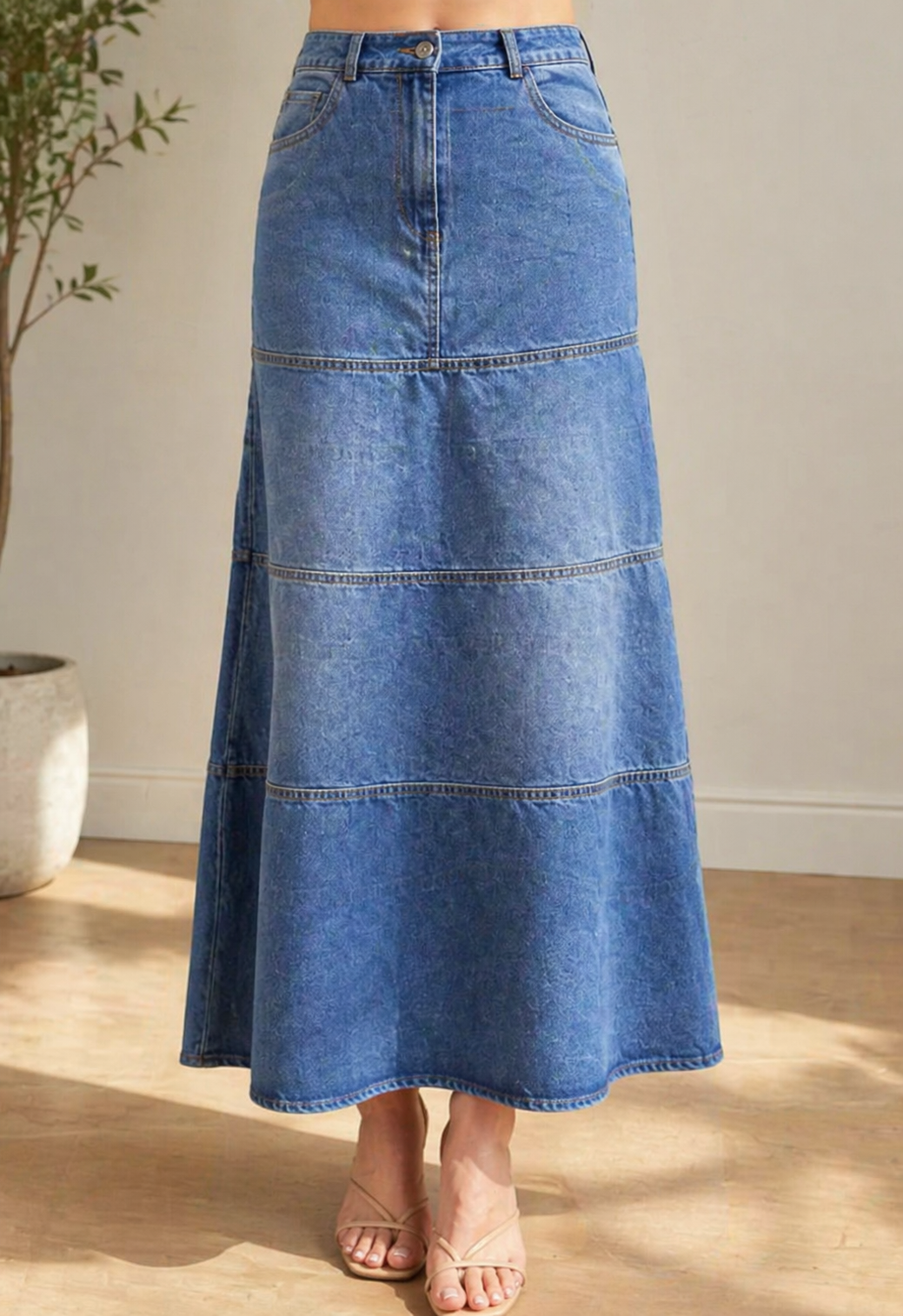 Loxley - Mid-Length Denim Skirt