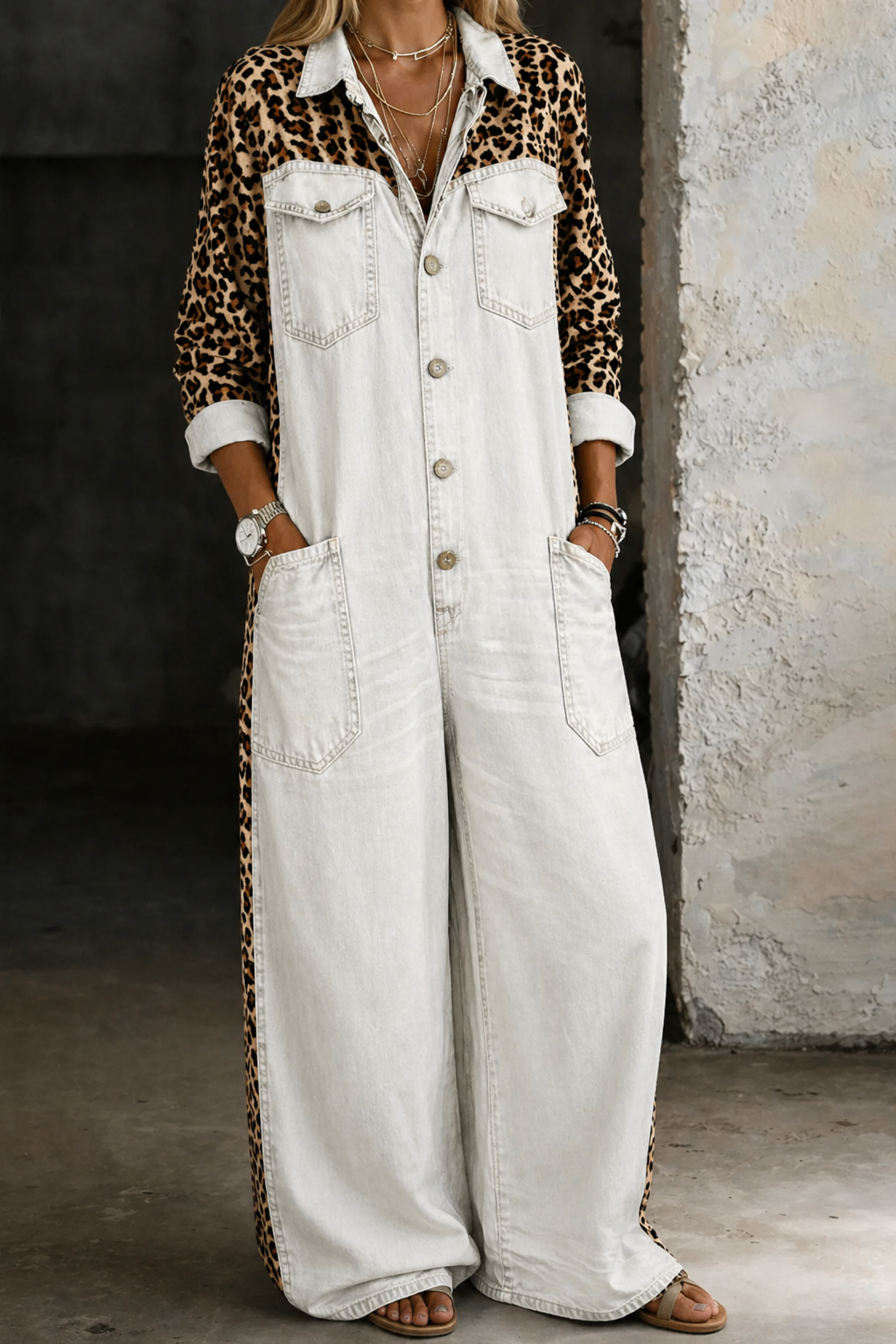 Delphi - One Piece Denim Shirt Jumpsuit