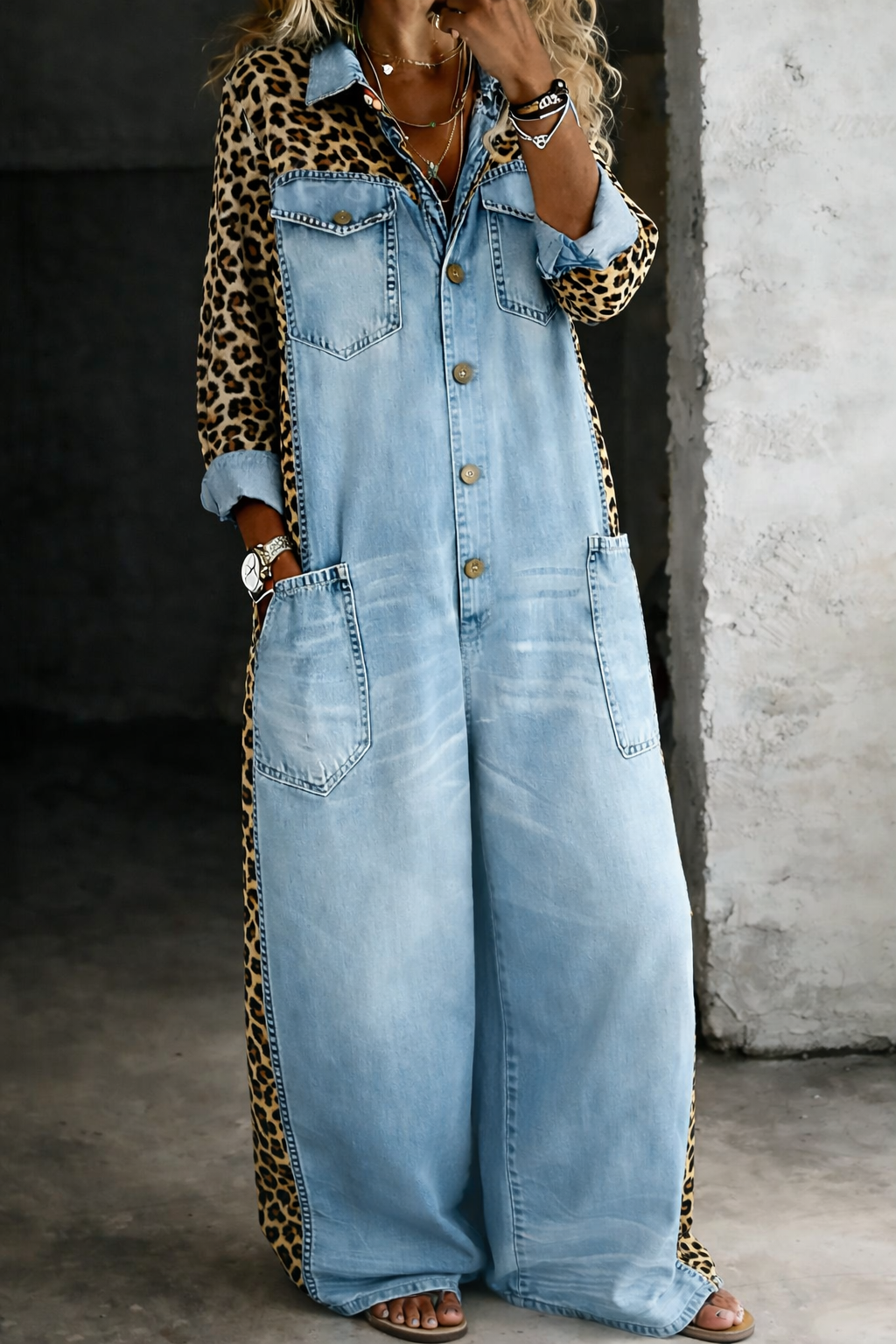 Delphi - One Piece Denim Shirt Jumpsuit