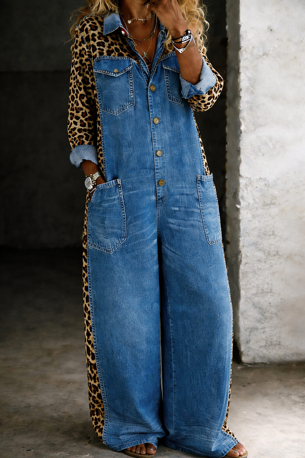 Delphi - One Piece Denim Shirt Jumpsuit