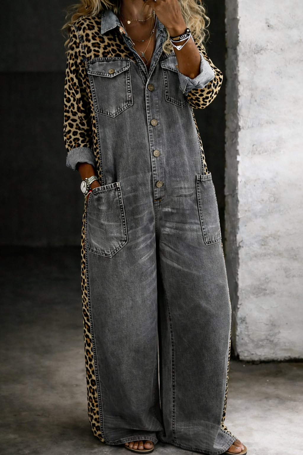 Delphi - One Piece Denim Shirt Jumpsuit