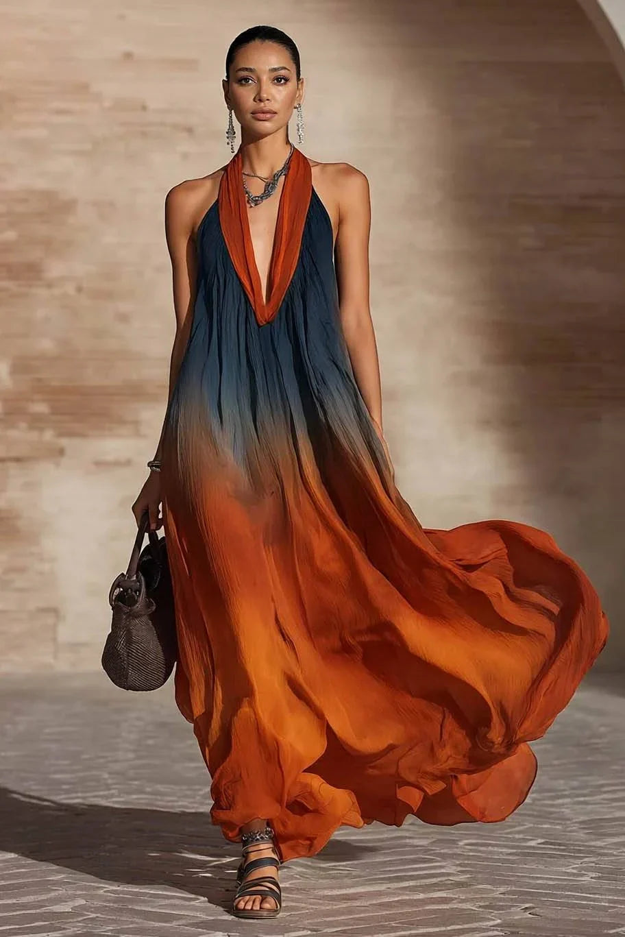 Elaine – Flowing Halter Maxi Dress