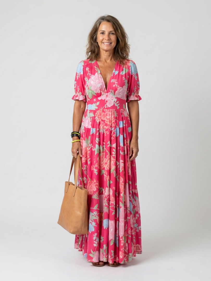 Beatrix – Sleeveless V-Neck Floral Midi Dress