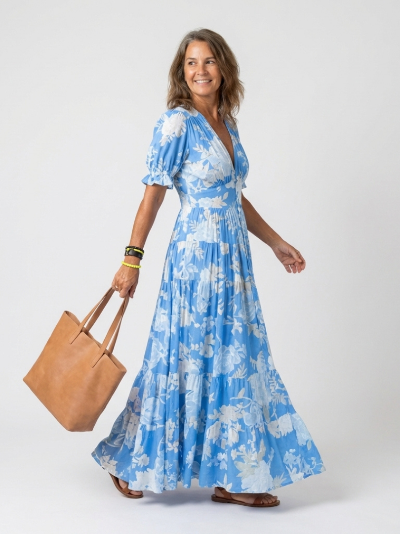 Beatrix – Sleeveless V-Neck Floral Midi Dress