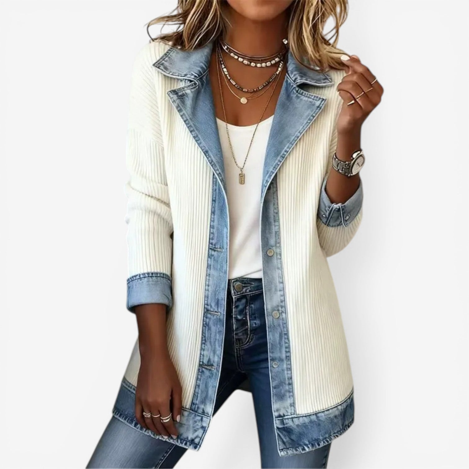 Hattie – Relaxed Knit Denim Jacket