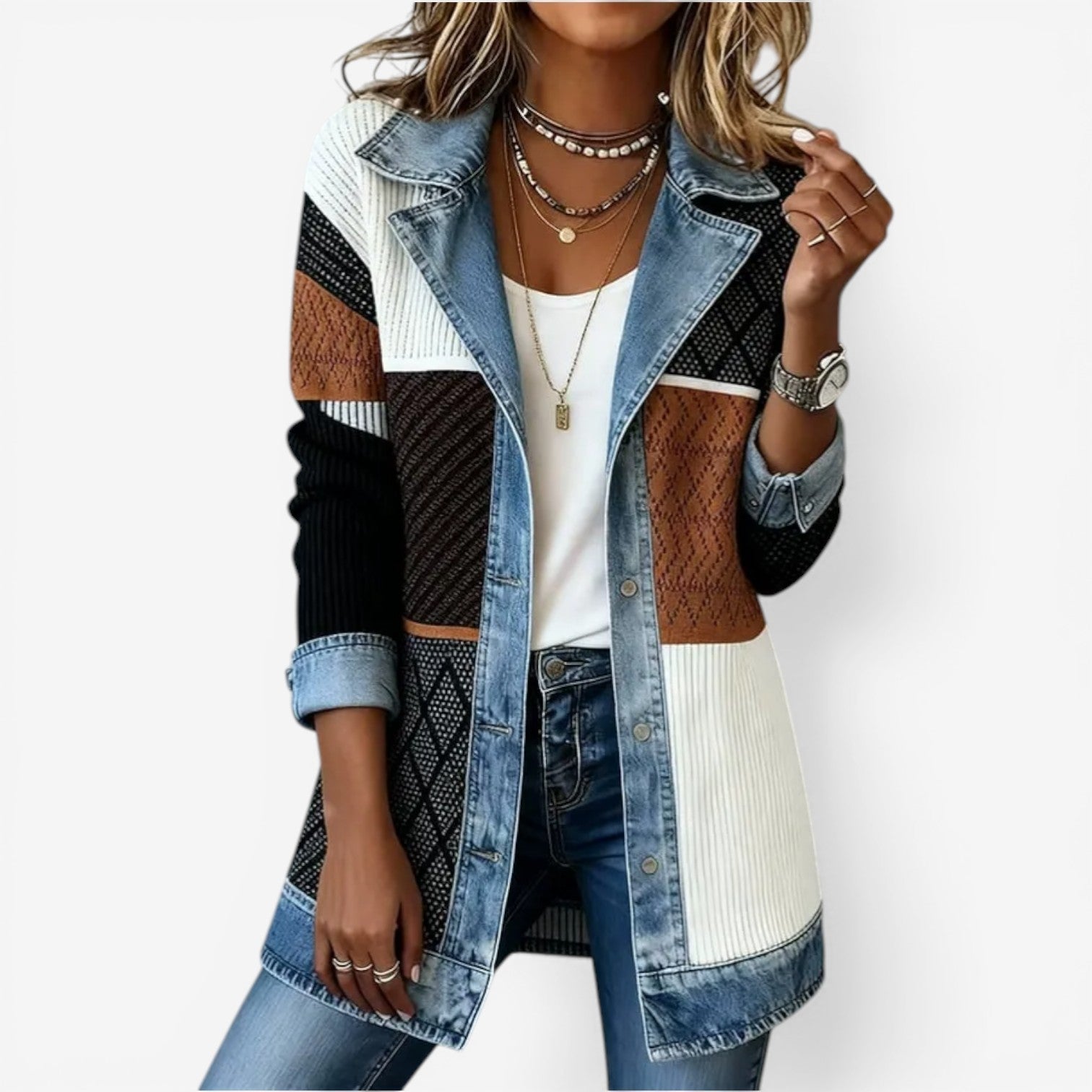 Hattie – Relaxed Knit Denim Jacket