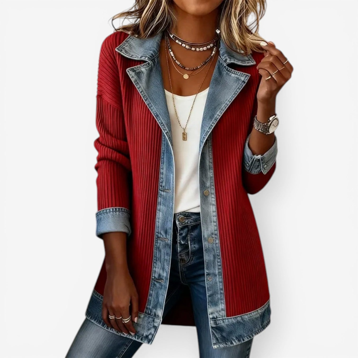 Hattie – Relaxed Knit Denim Jacket