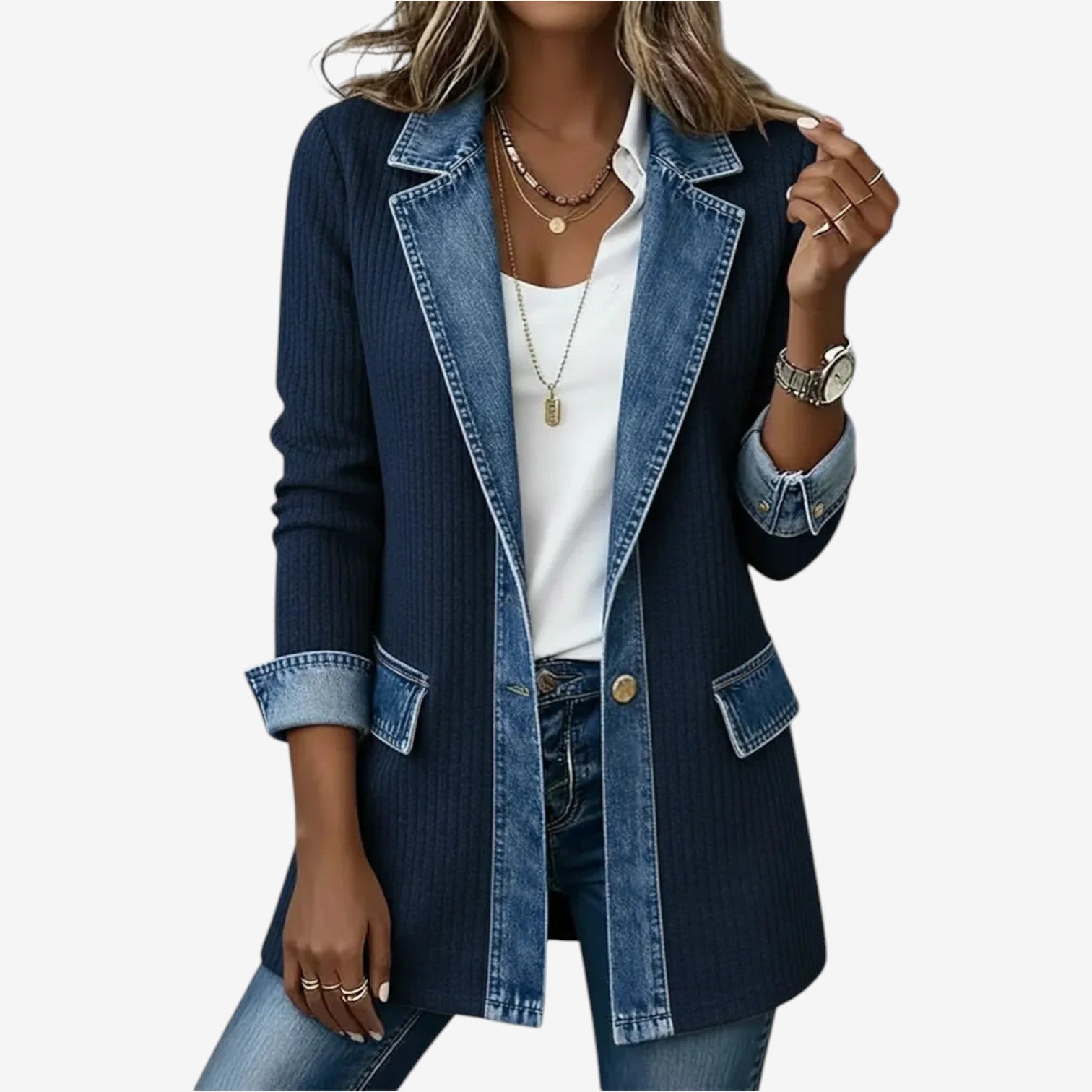Hattie – Relaxed Knit Denim Jacket