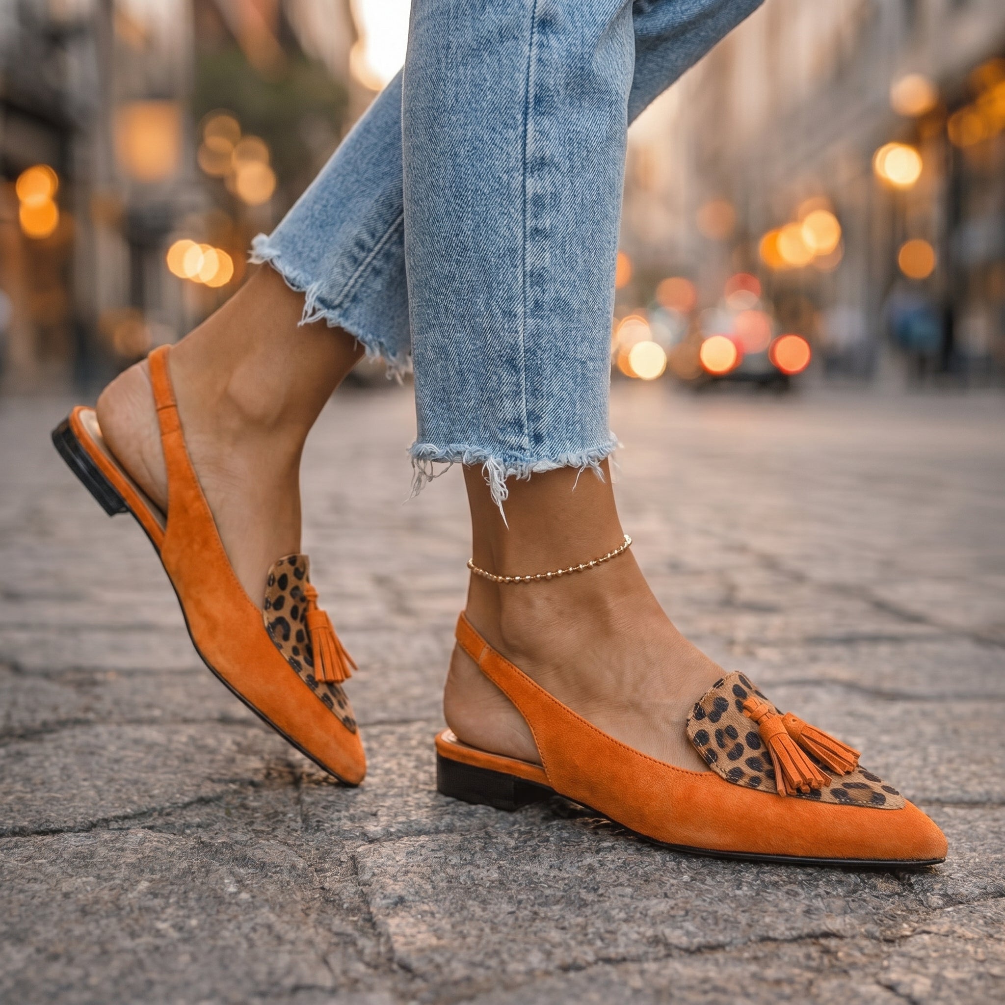 Fabienne - Suede Tassel Strap Sandals