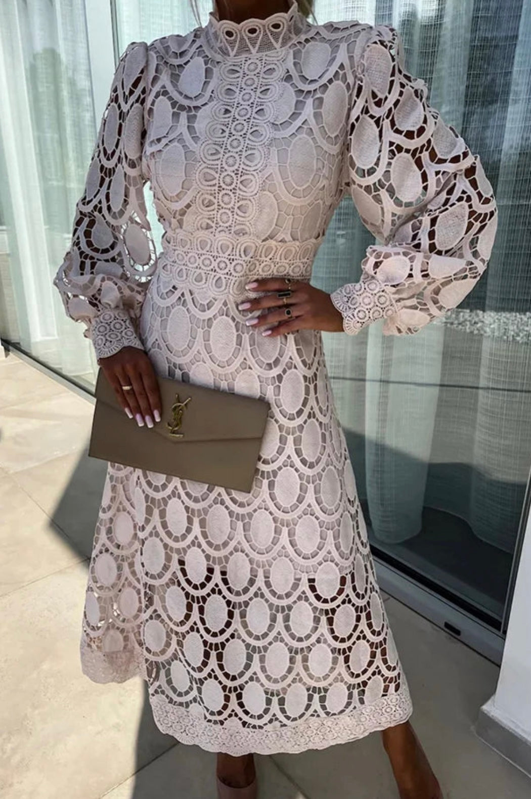 Athena - Elegant Lace Midi Dress