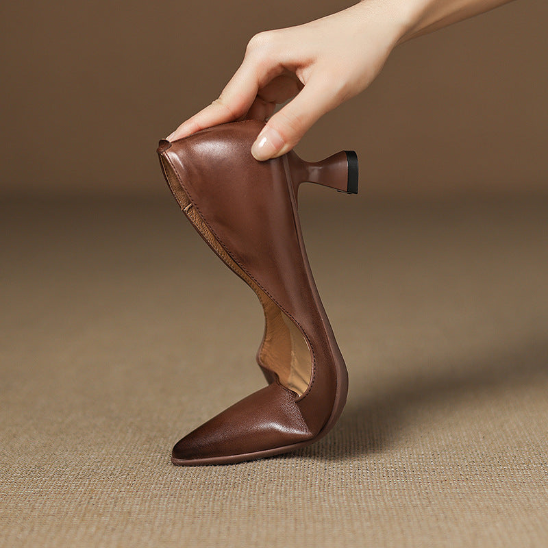 Sienna - Elegant Leather Kitten Heels