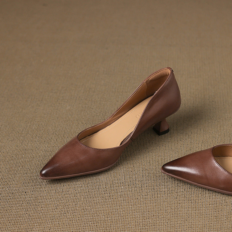 Sienna - Elegant Leather Kitten Heels