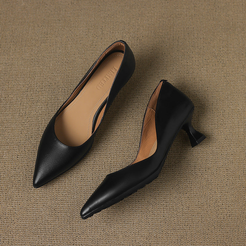 Sienna - Elegant Leather Kitten Heels