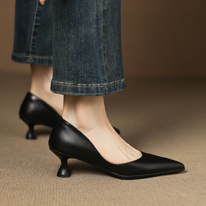 Sienna - Elegant Leather Kitten Heels