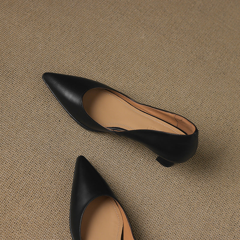 Sienna - Elegant Leather Kitten Heels