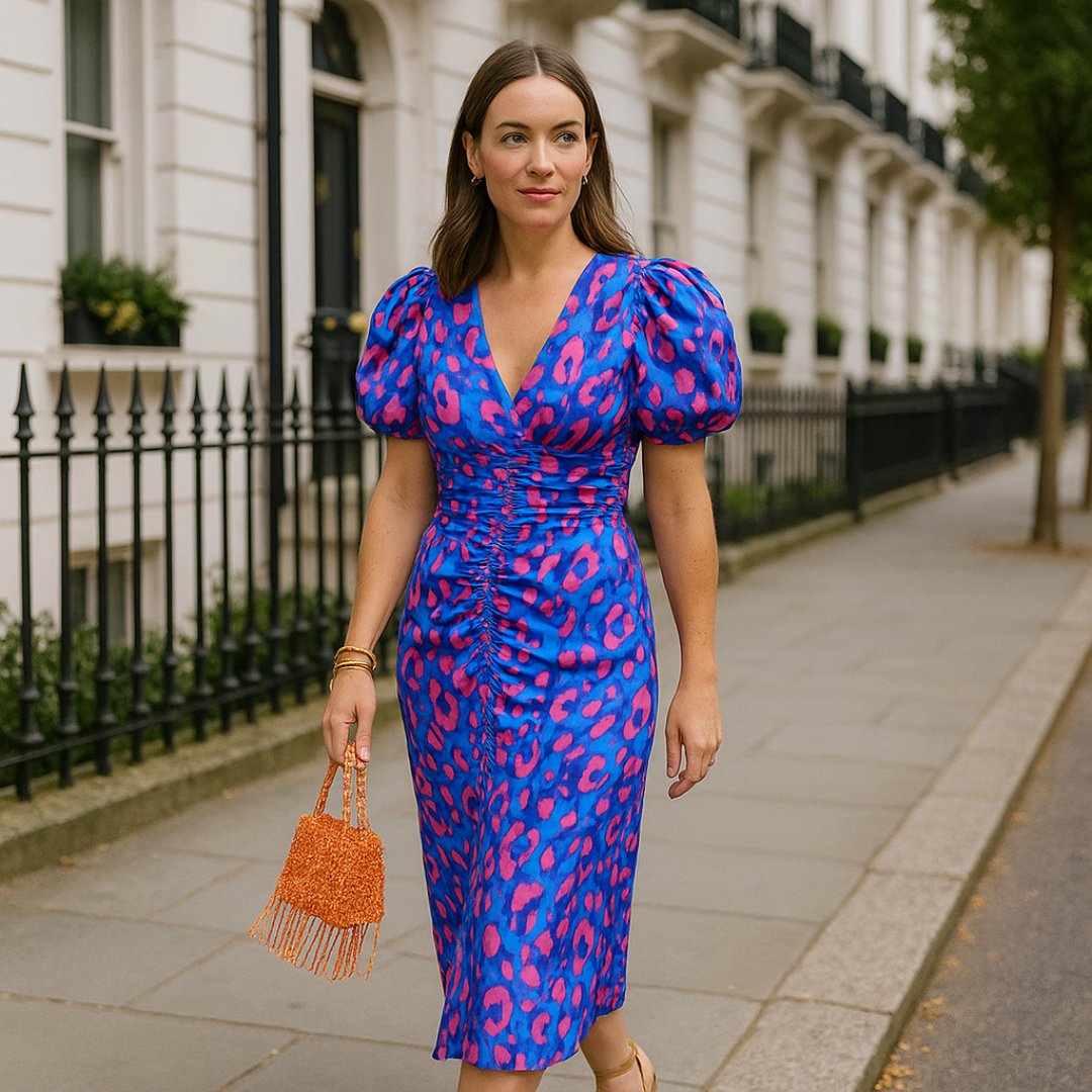 Daisy - Pleated Sleeve Colourful Dress